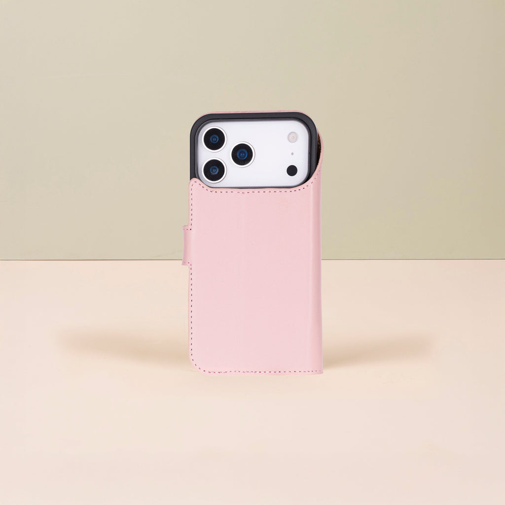 Leather iPhone 17 Pro Max Wallet Case – Pink - Austin